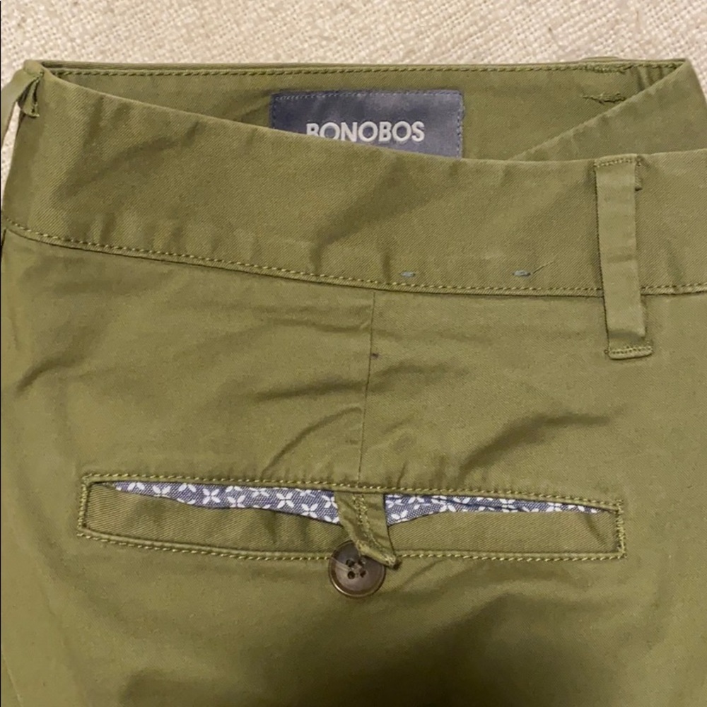 Bonobos slim stretch olive green washed khakis - Picture 2 of 3